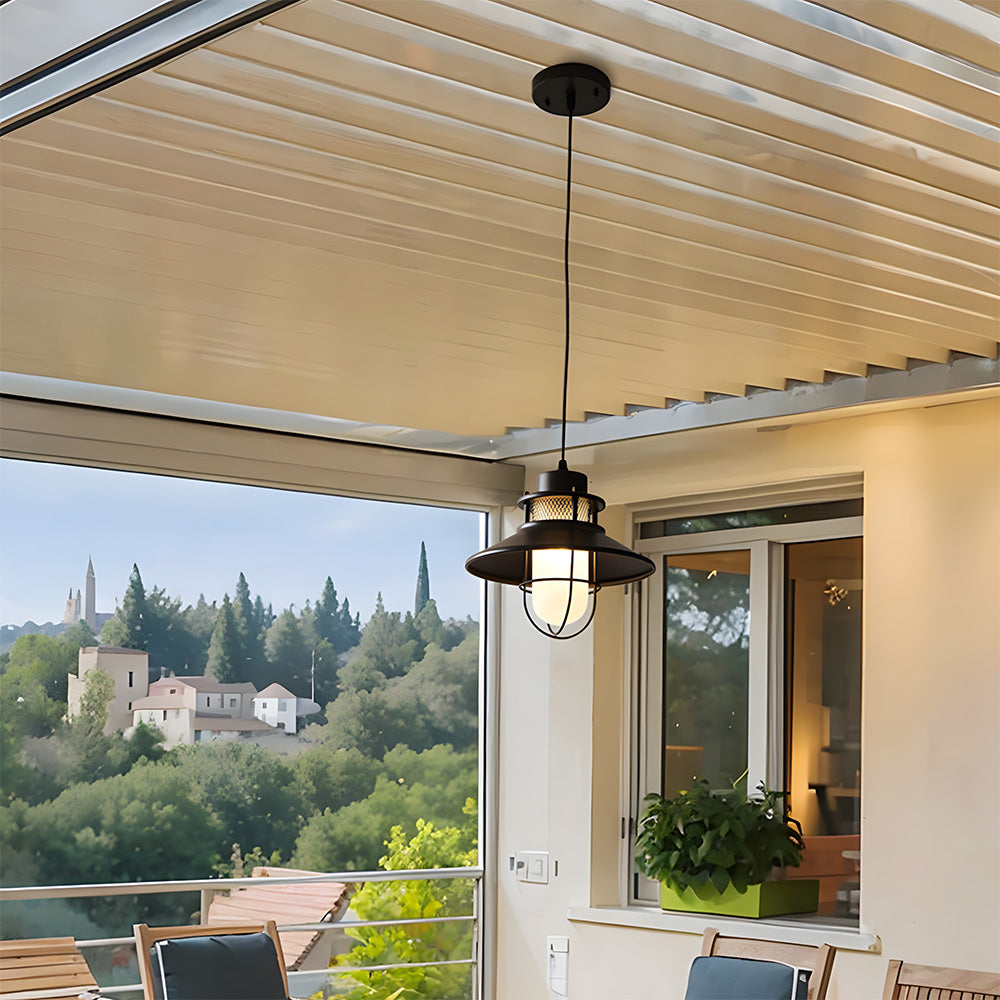 IP65 Waterproof Black Metal Cage Light Outdoor Pendant Lighting