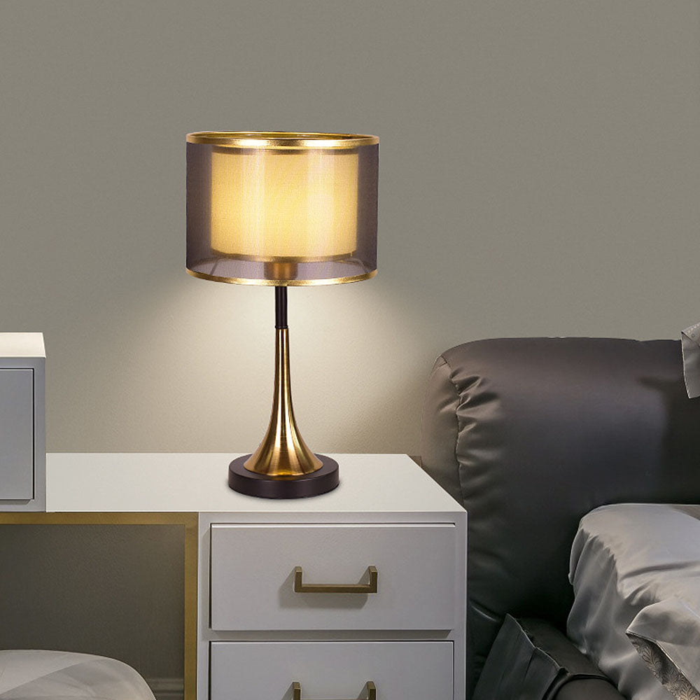 Modern Simple Fabric Gold Bedroom Mini Table Lamp