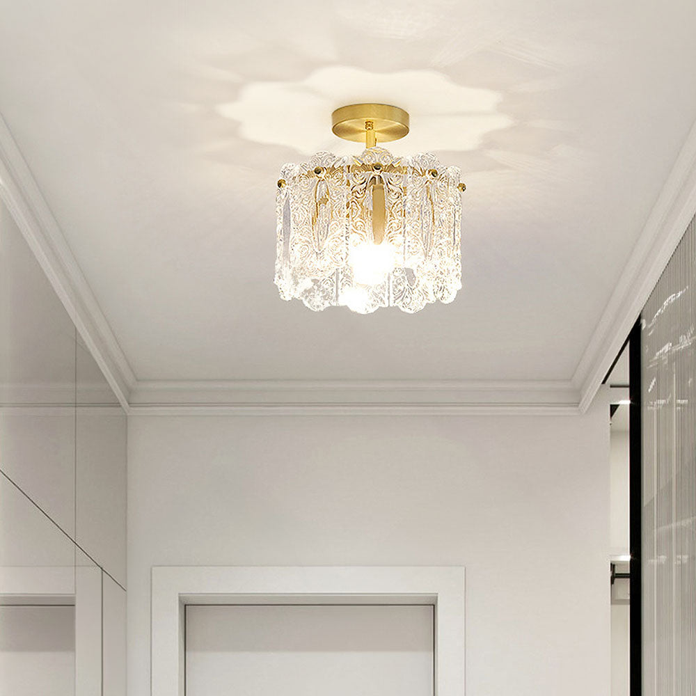 Luxurious Gold Glass Hallway Ceiling Light