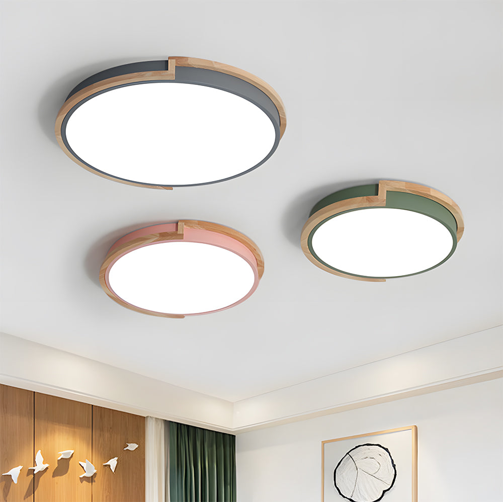 Contemporary Wood LED Flush Ceiling Lights For Bedroom