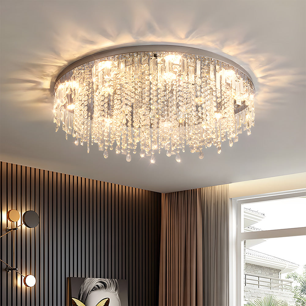 Modern Glam Crystal LED Ceiling Lights for Dining Room Lounge