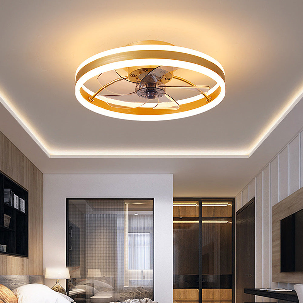 Simple Round Bedroom Ceiling Fan With LED Light
