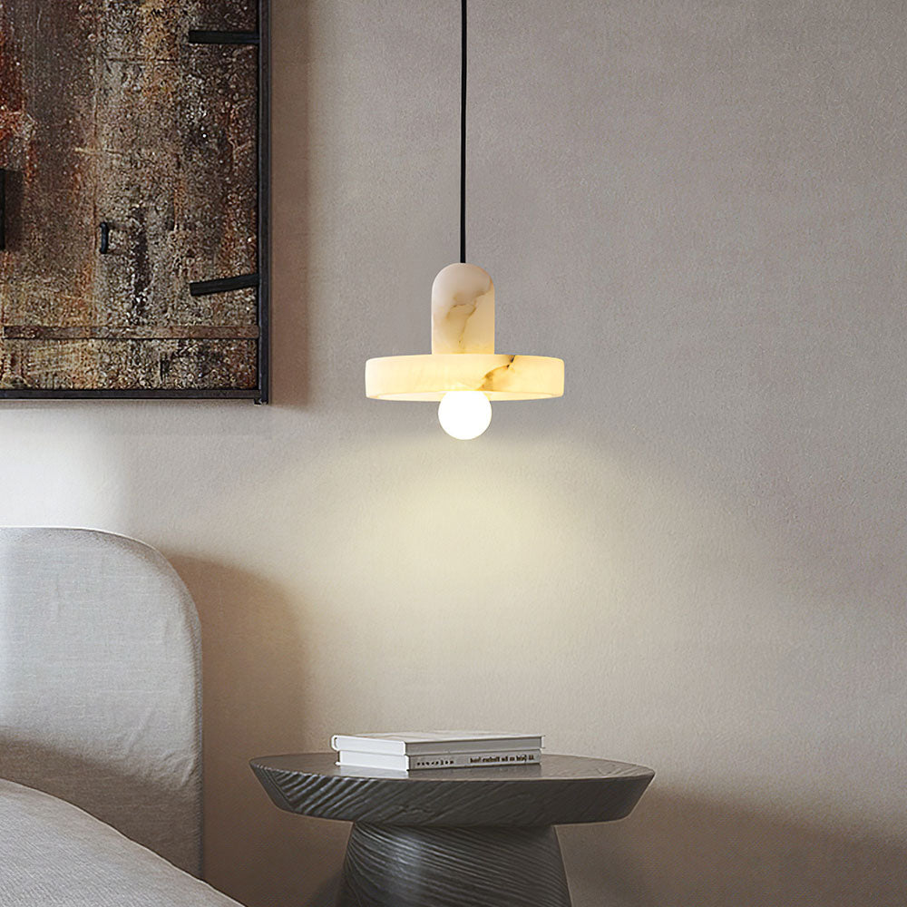 Simple White Marble Pendant Light For Living Room