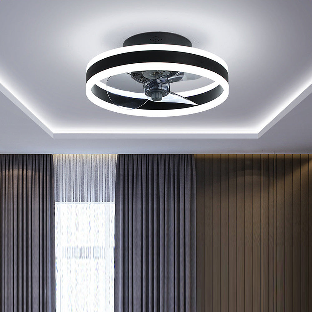 Simple Round Bedroom Ceiling Fan With LED Light