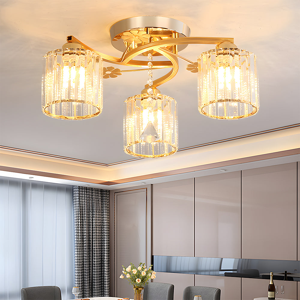 Luxury Crystal Semi Flush Ceiling Light