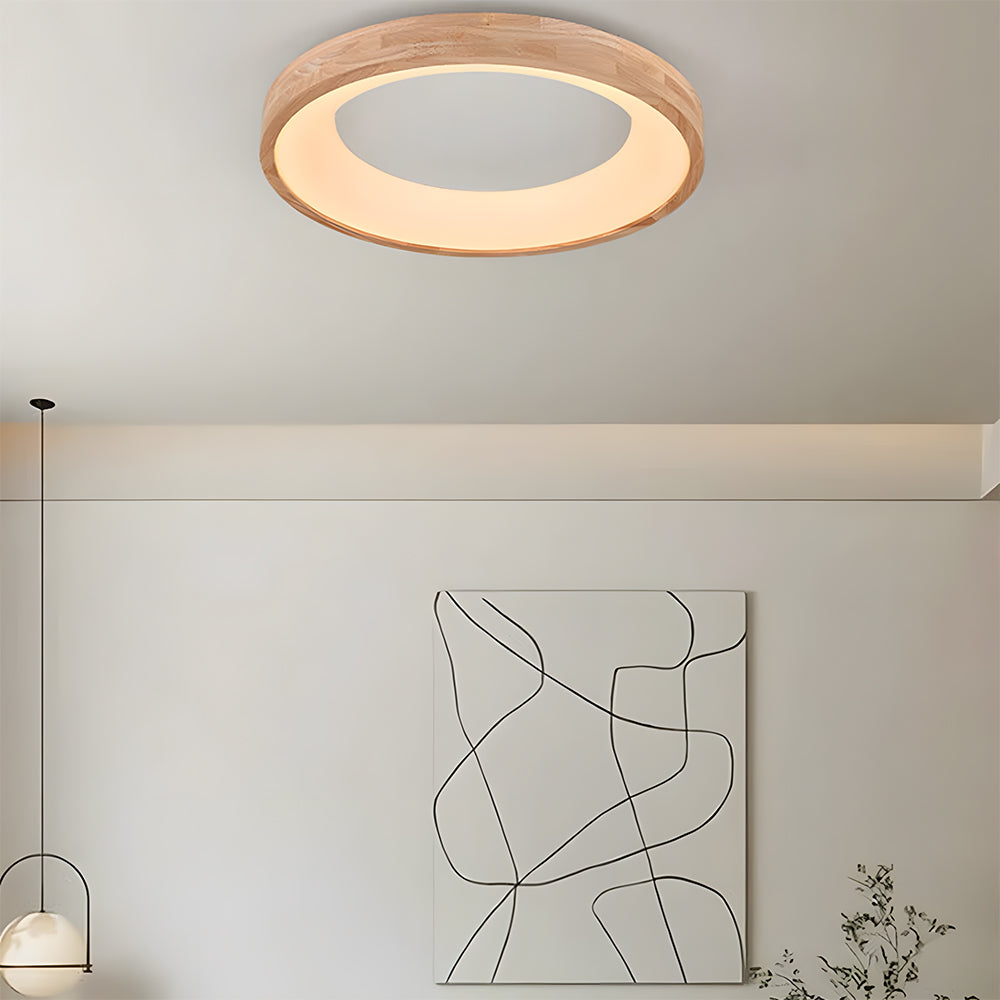 Flush Mount Ceiling Light Round Wooden LED Ceiling Lights