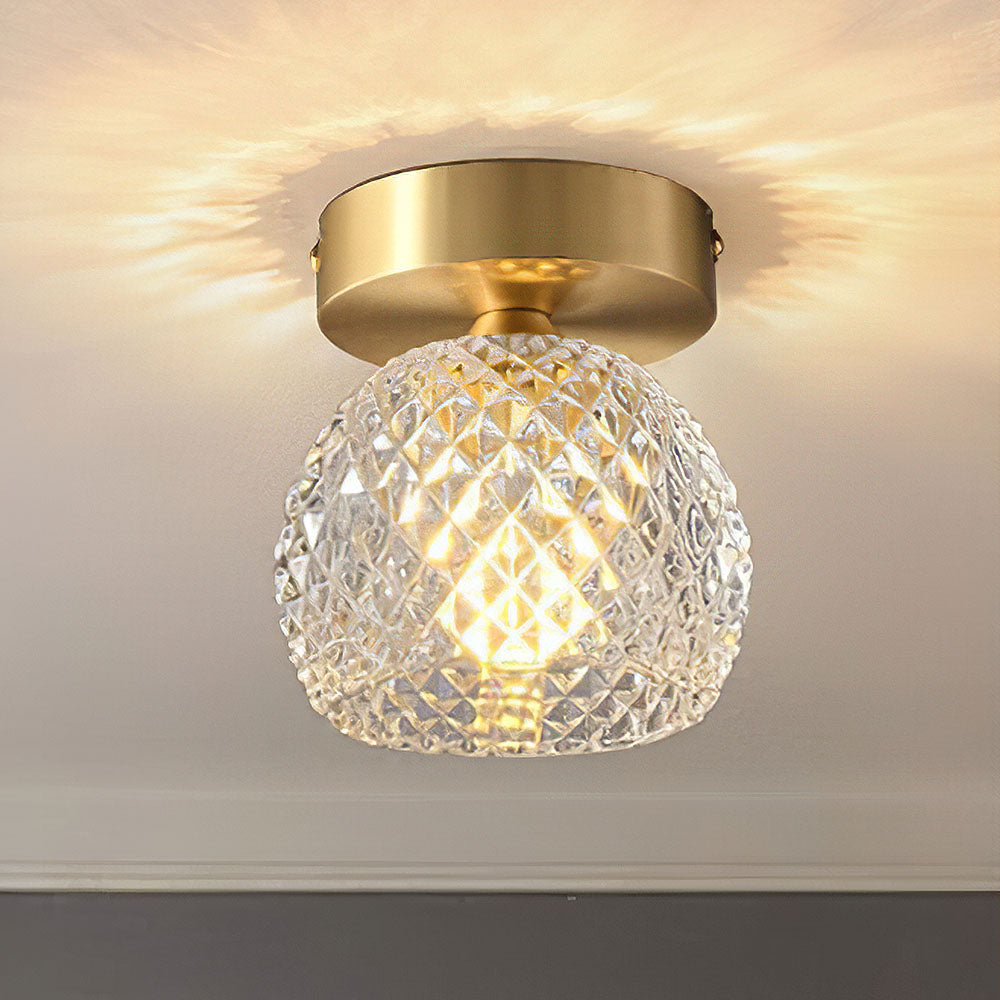 Contemporary Mini Clear Semi-Flush Hallway Ceiling Light