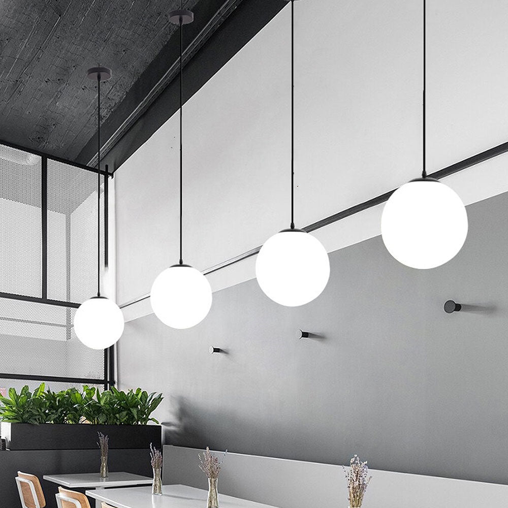 Restaurant Simple Glass 1 Head Pendant Light