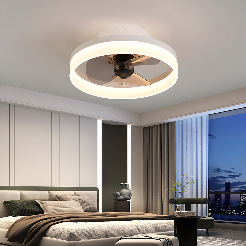 Modern Low Profile Ceiling Fan with Light 6 Speeds Reversible DC Motor Fan Light