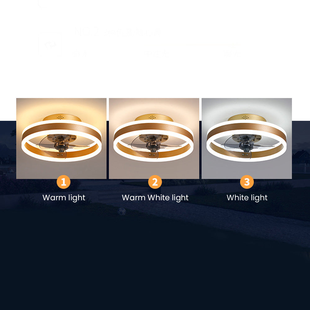 Simple Round Bedroom Ceiling Fan With LED Light