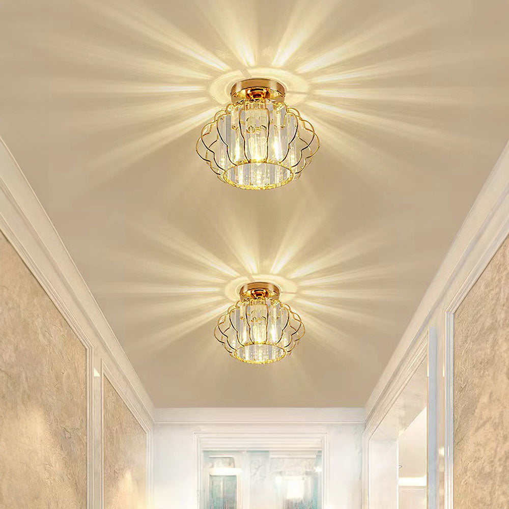 Luxurious Gold Crystal Hallway Ceiling Light