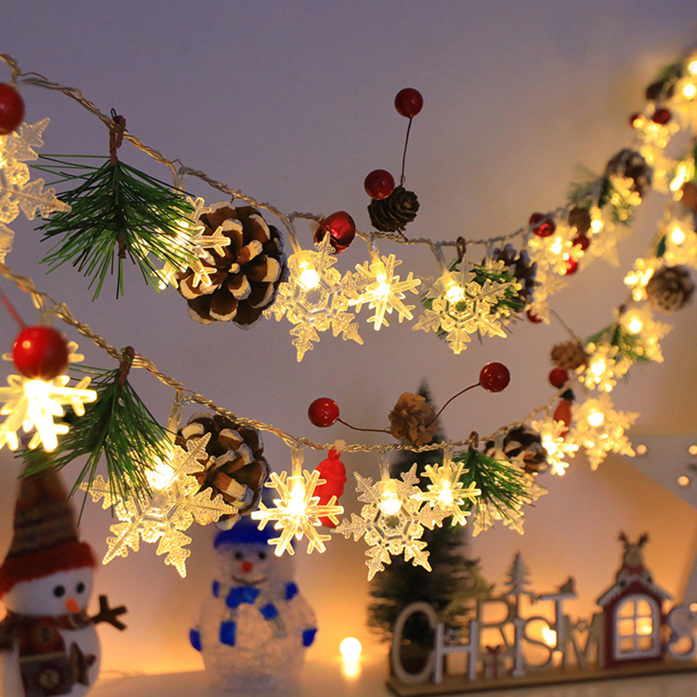 Snowflake Christmas String Lights, Christmas Decoration Lights with Pine Cone 2M 20lights