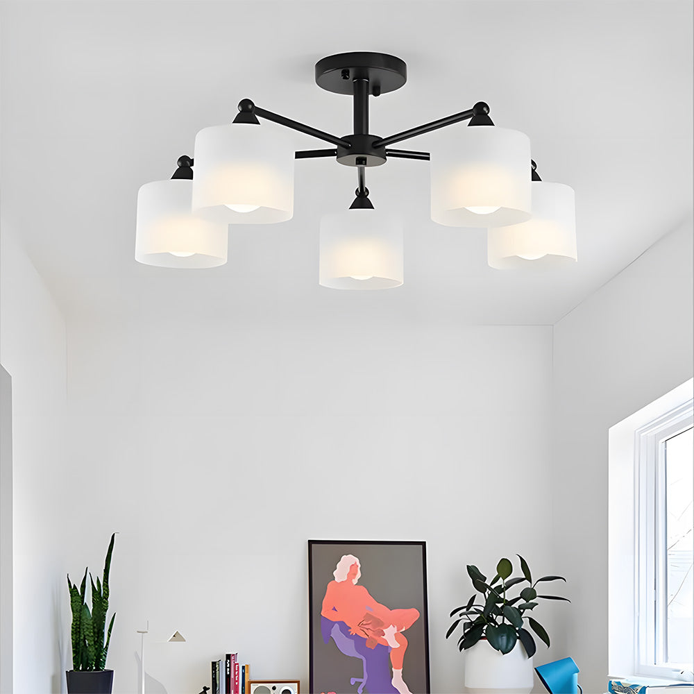 Industrial Semi Flush Frosted Glass Ceiling Lights for Dininng Room