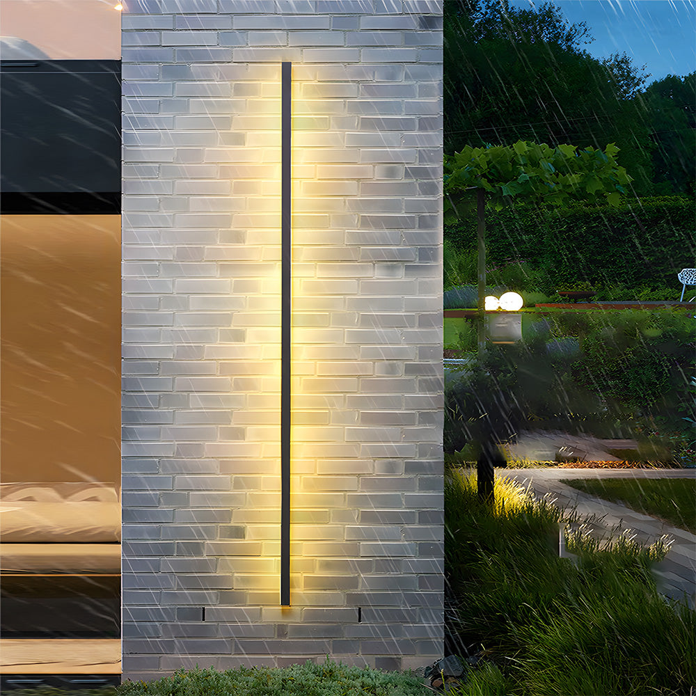 Modern Minimalist Black LED Linear Outdoor Wall Lamp