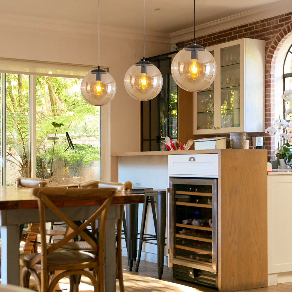 Modern Globe Pendant Light Sphere Glass For Living Room Kitchen