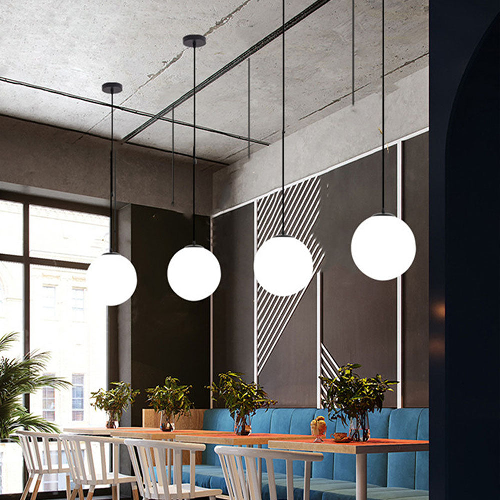Restaurant Simple Glass 1 Head Pendant Light