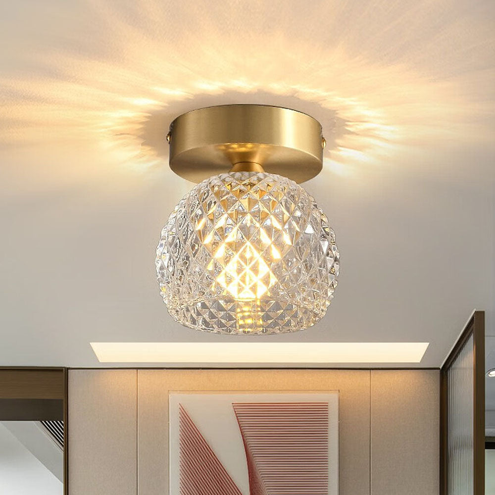 Contemporary Mini Clear Semi-Flush Hallway Ceiling Light