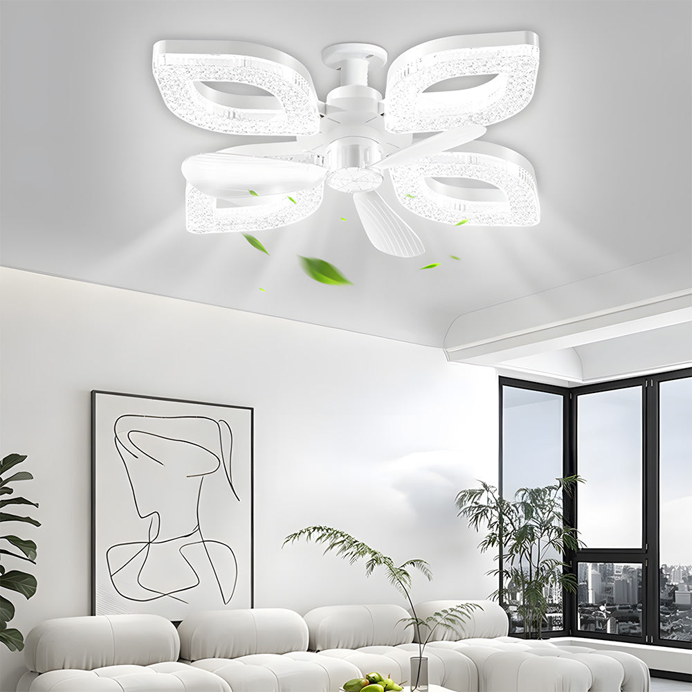 Modern Flush Silent Ceiling Fan with Light for Bedroom Living Room