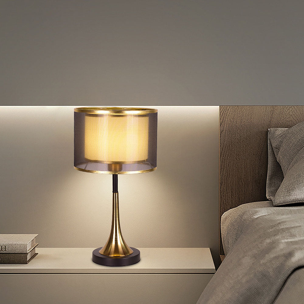 Modern Simple Fabric Gold Bedroom Mini Table Lamp