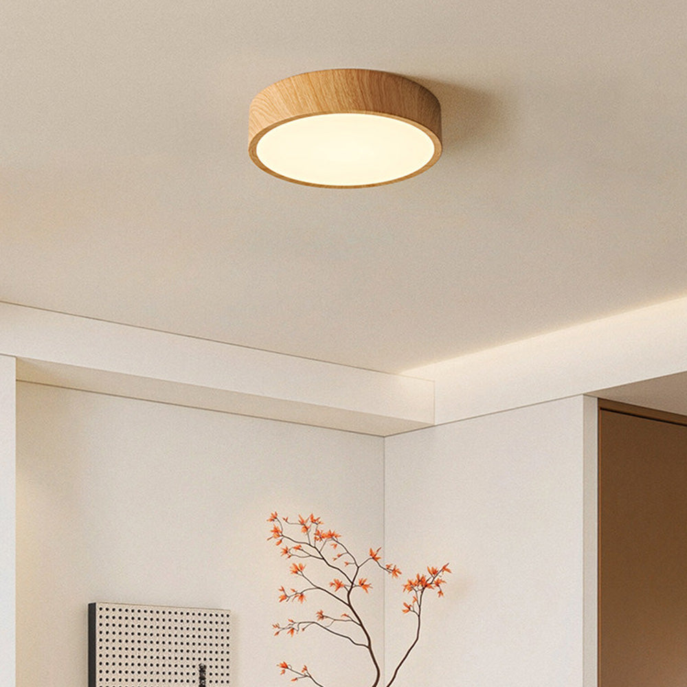 Nordic Wood LED Flush Mount Ceiling Light Minimalist Lamp for Bedroom
