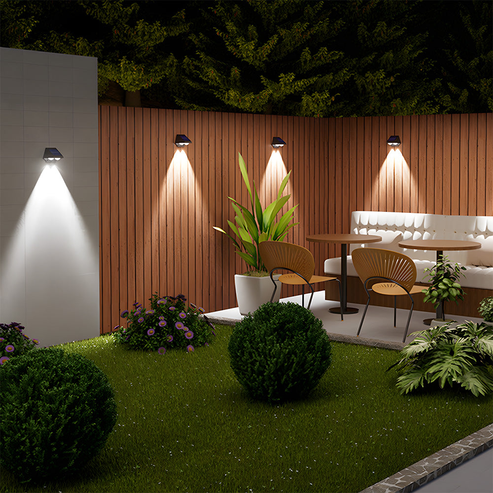 Minimalist Black IP65 Weatherproof Solar Powered Exterior Wall Lights, Dusk-to-Dawn