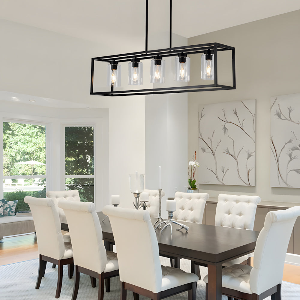 Farmhouse Chandeliers for Kitchen Island with Clear Glass Shade