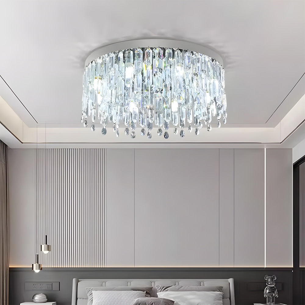 Luxury Gold Crystal Flush Mount Ceiling Light for Living Room