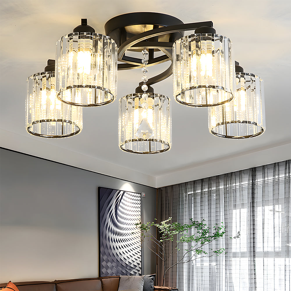 Luxury Crystal Semi Flush Ceiling Light