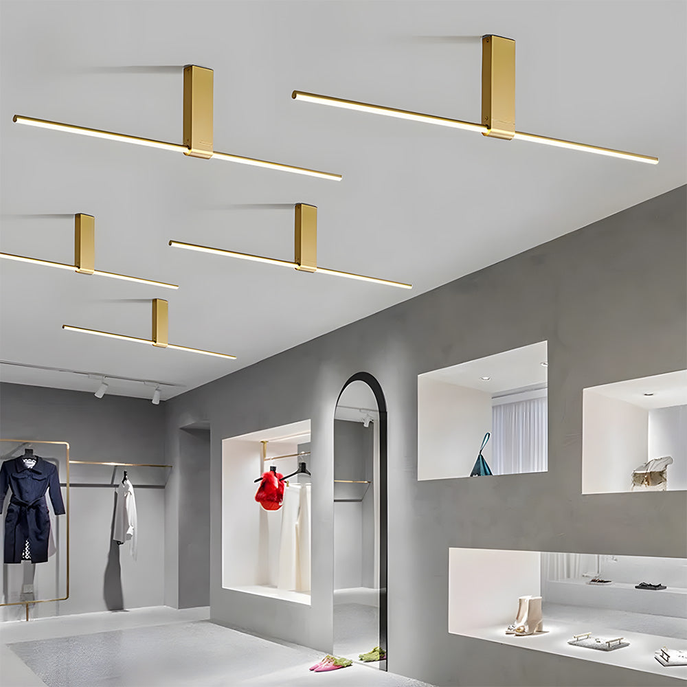 Modern Minimalist Aluminium LED Linear Semi Flush Mount Ceiling Light for Living Room Bedroom Hallway