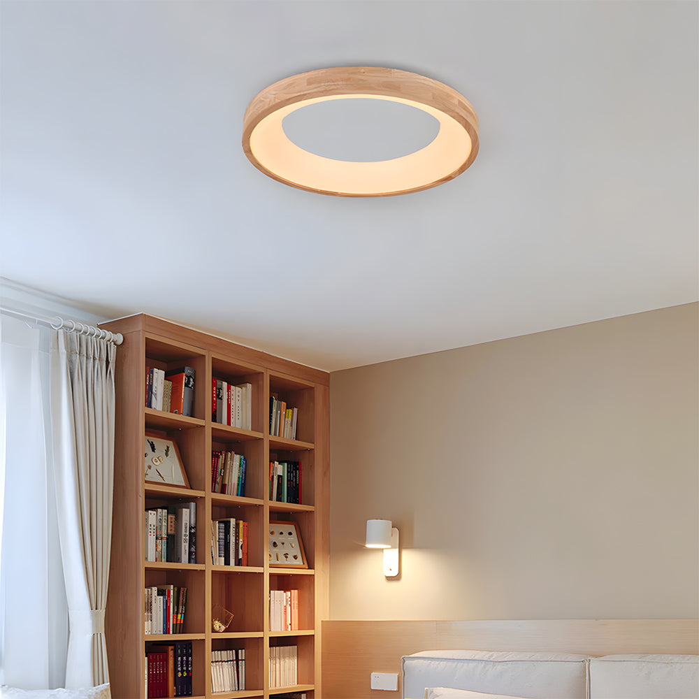 Flush Mount Ceiling Light Round Wooden LED Ceiling Lights
