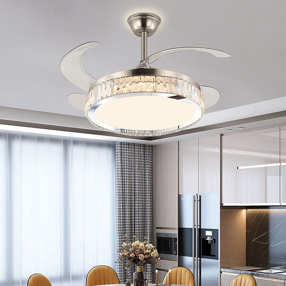 Crystal Simple Bedroom Ceiling Fan Lighting