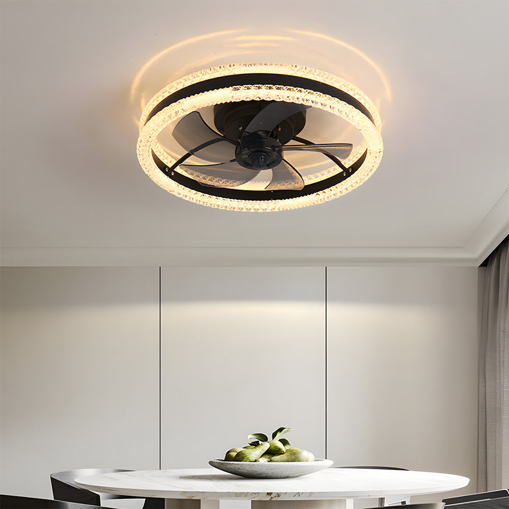 LED Dimmable 6-Speed Adjustable Reversible Ceiling Fan Light for Bedroom