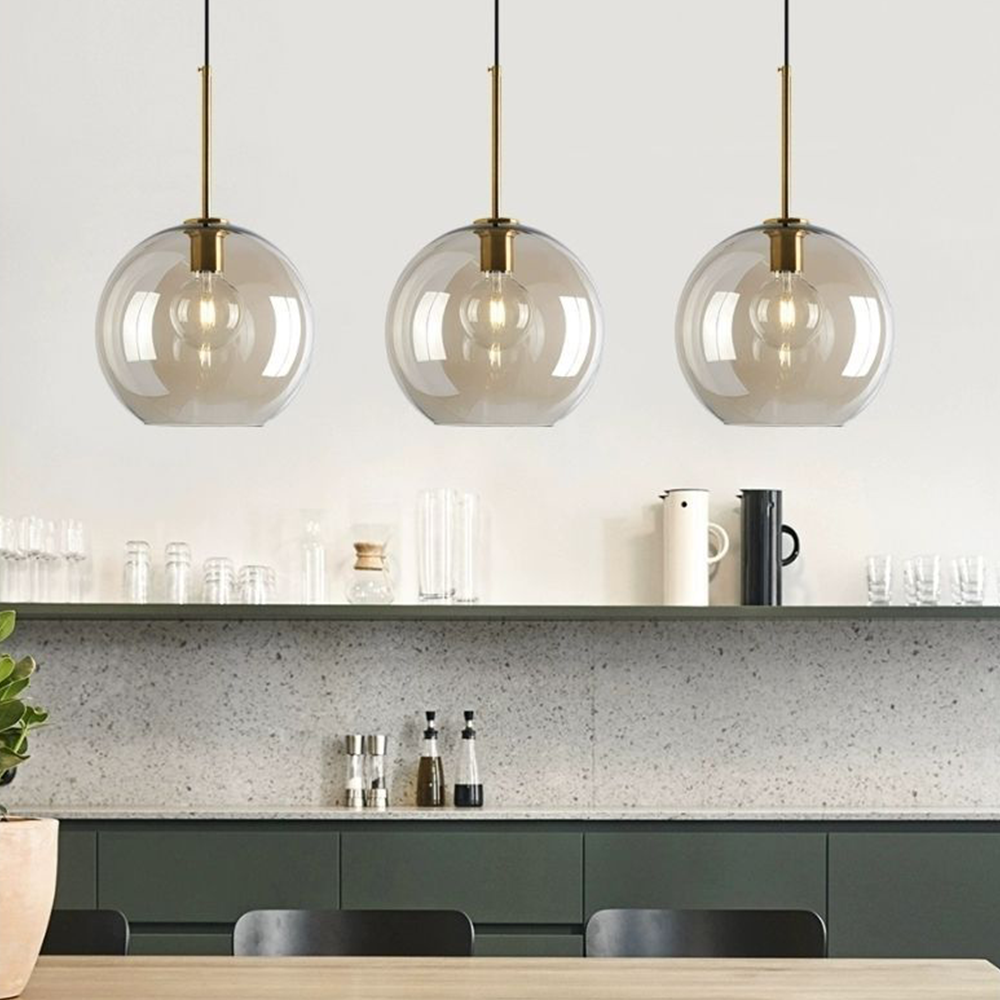 Vintage Glass Globe Shade Pendant Light Fixtures