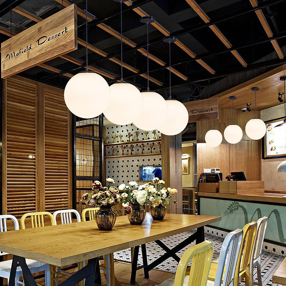Restaurant Simple Glass 1 Head Pendant Light