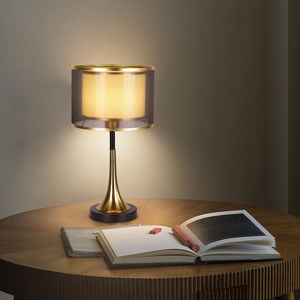 Modern Simple Fabric Gold Bedroom Mini Table Lamp