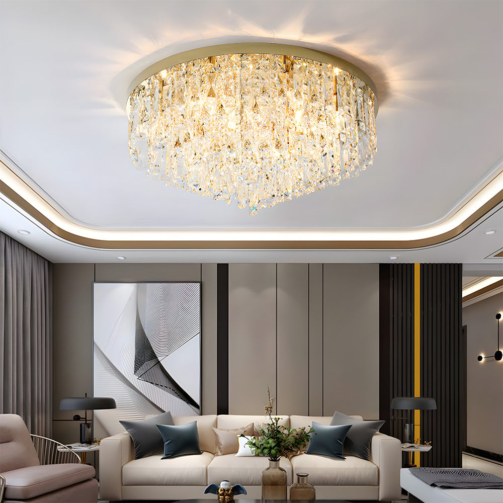 Luxury Crystal Ceiling Light Stainless Steel Flush Mount for Porch