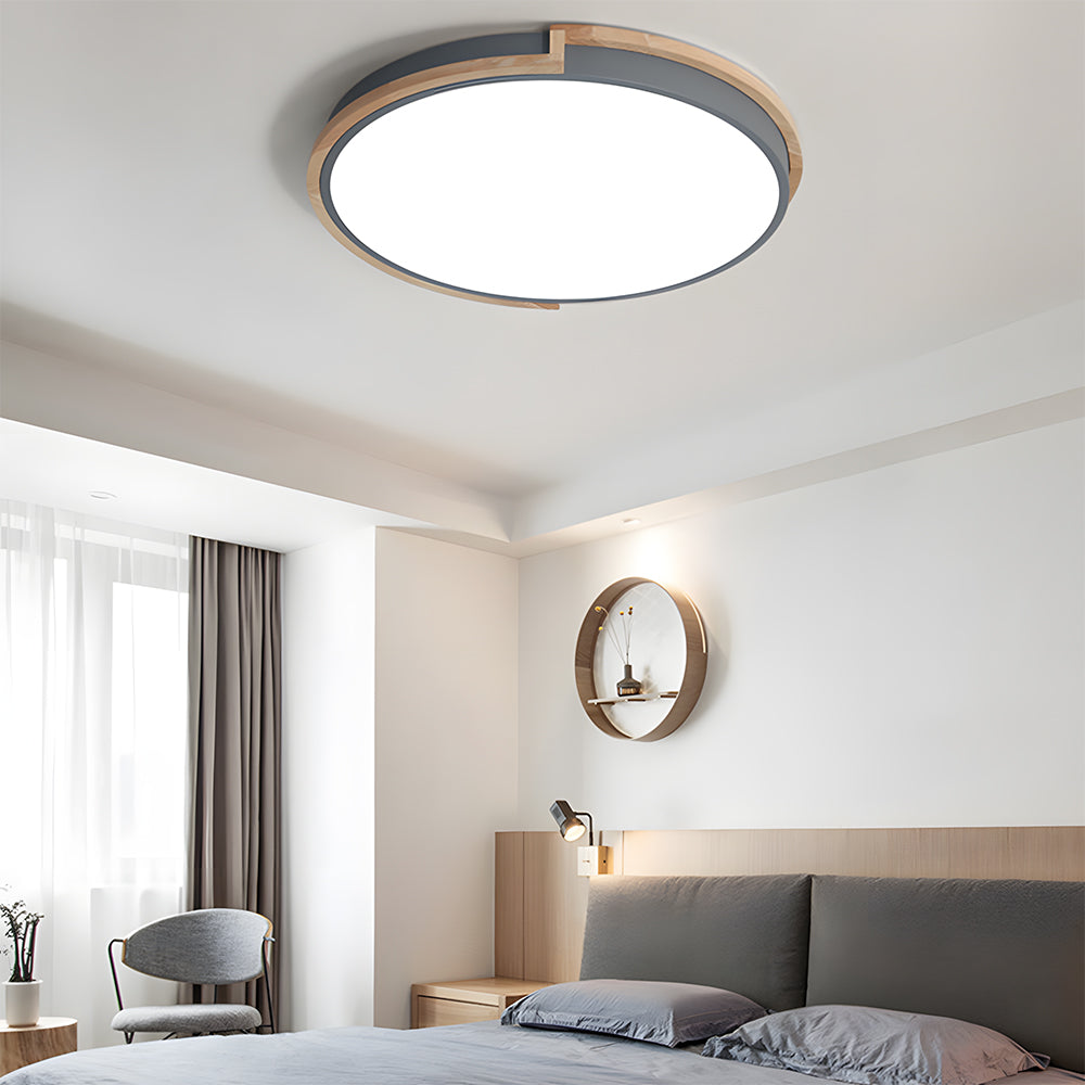 Contemporary Wood LED Flush Ceiling Lights For Bedroom