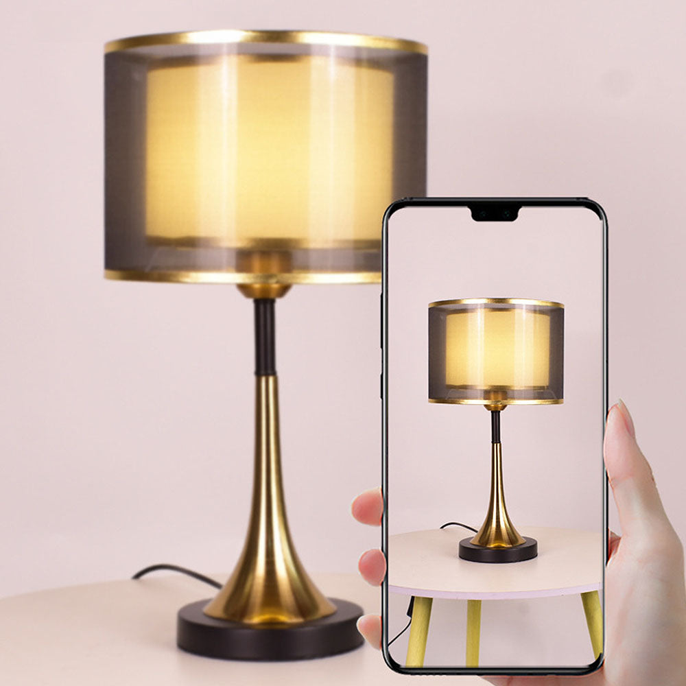Modern Simple Fabric Gold Bedroom Mini Table Lamp