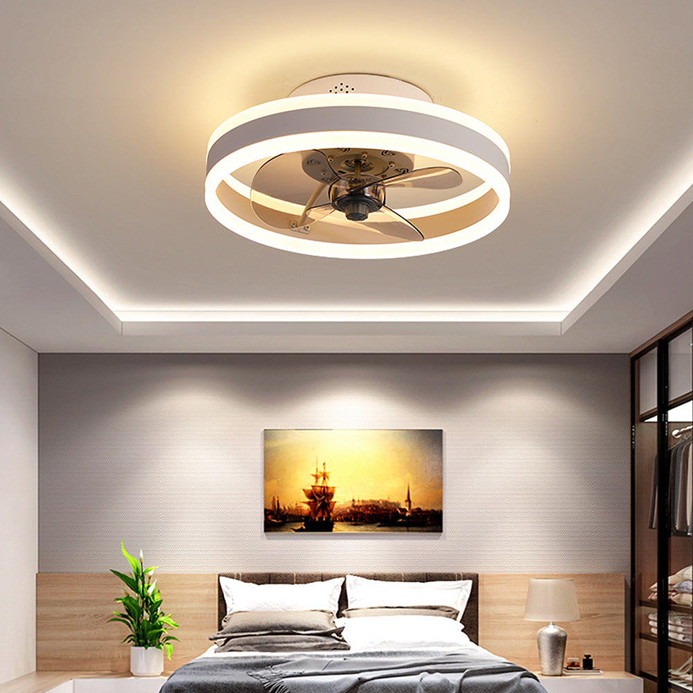 Simple Round Bedroom Ceiling Fan With LED Light