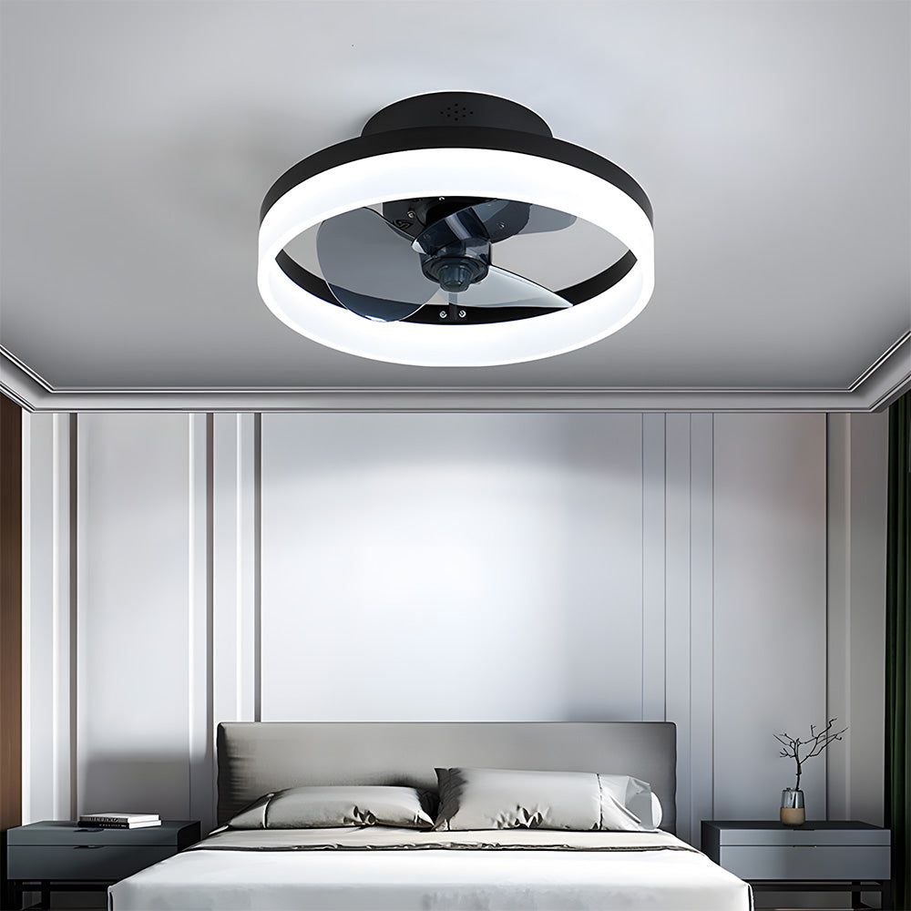 Modern Low Profile Ceiling Fan with Light 6 Speeds Reversible DC Motor Fan Light