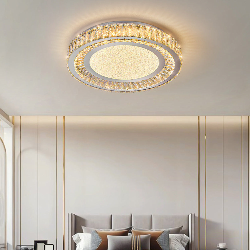 Luxury Crystal LED Ceiling Light Modern Round Chandelier for Living Room