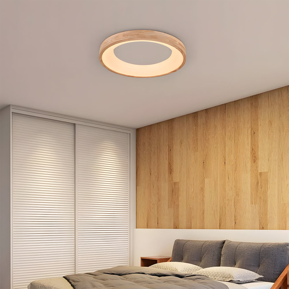 Flush Mount Ceiling Light Round Wooden LED Ceiling Lights