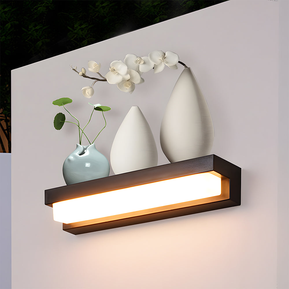 Solar Linear Black LED Outdoor Wall Light