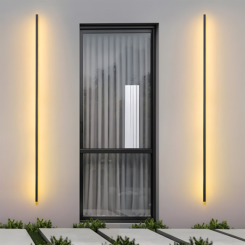 Modern Minimalist Black LED Linear Outdoor Wall Lamp