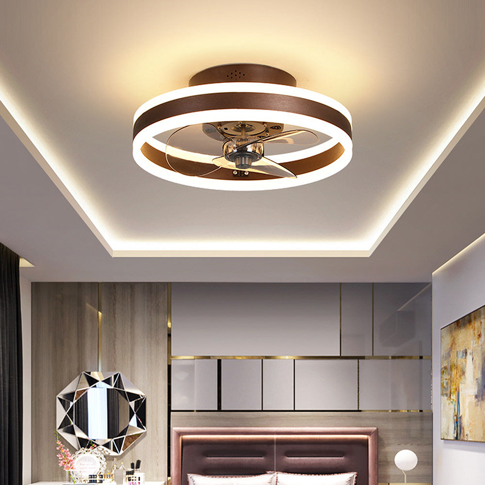 Simple Round Bedroom Ceiling Fan With LED Light