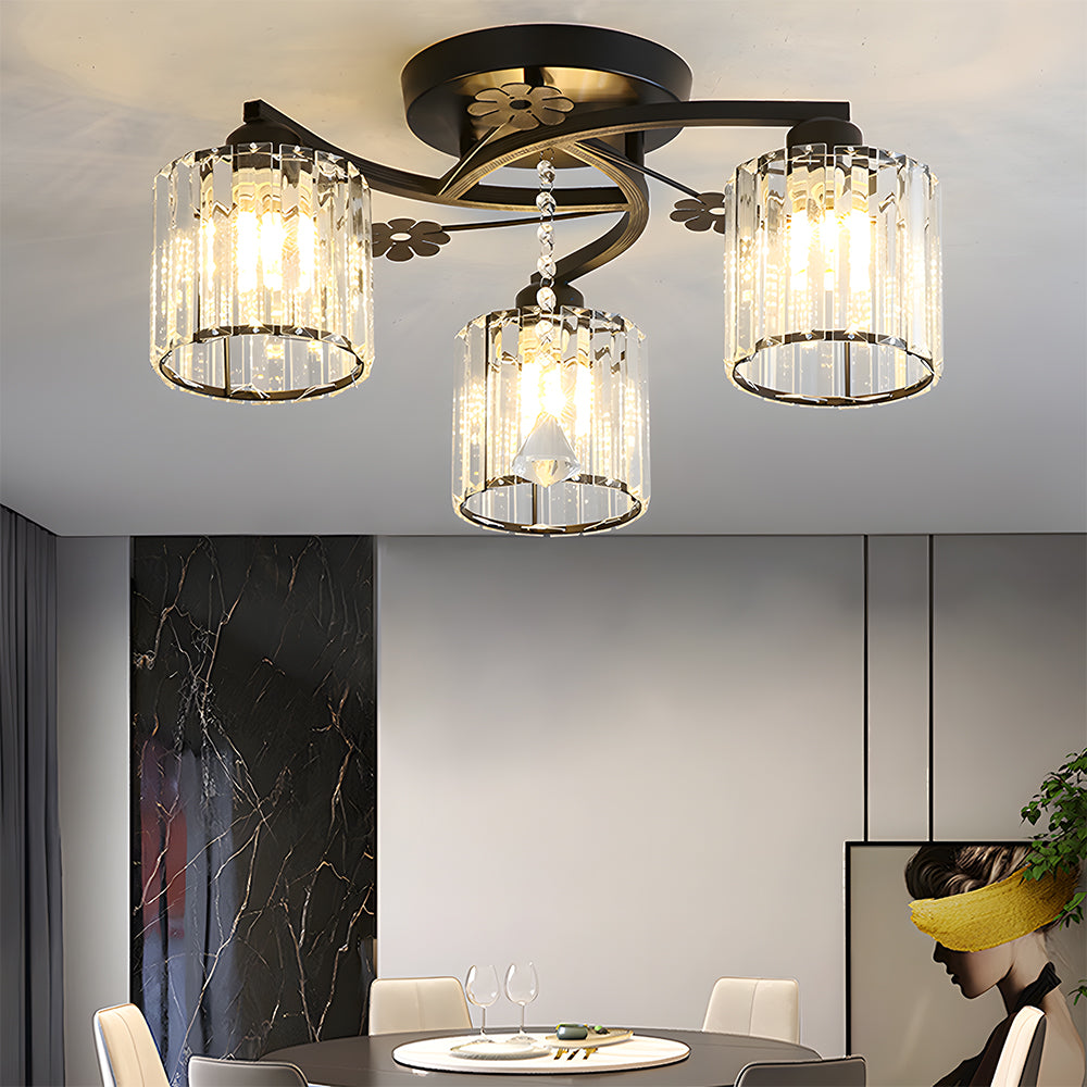 Luxury Crystal Semi Flush Ceiling Light