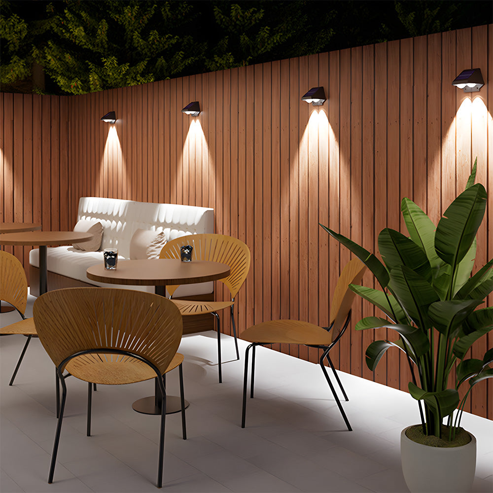 Minimalist Black IP65 Weatherproof Solar Powered Exterior Wall Lights, Dusk-to-Dawn