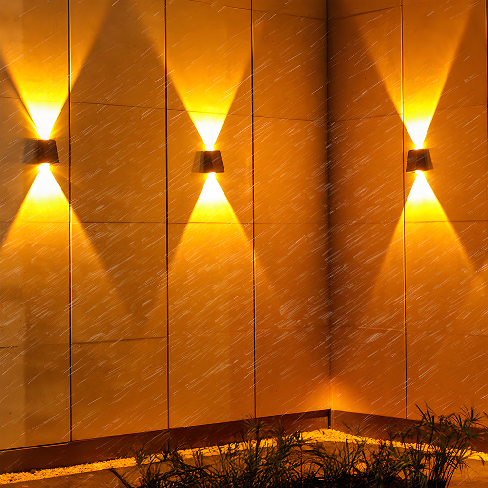 Waterproof Outdoor Solar Wall Lights Up & Down Fence Lighting for Courtyard Garage Front Porch