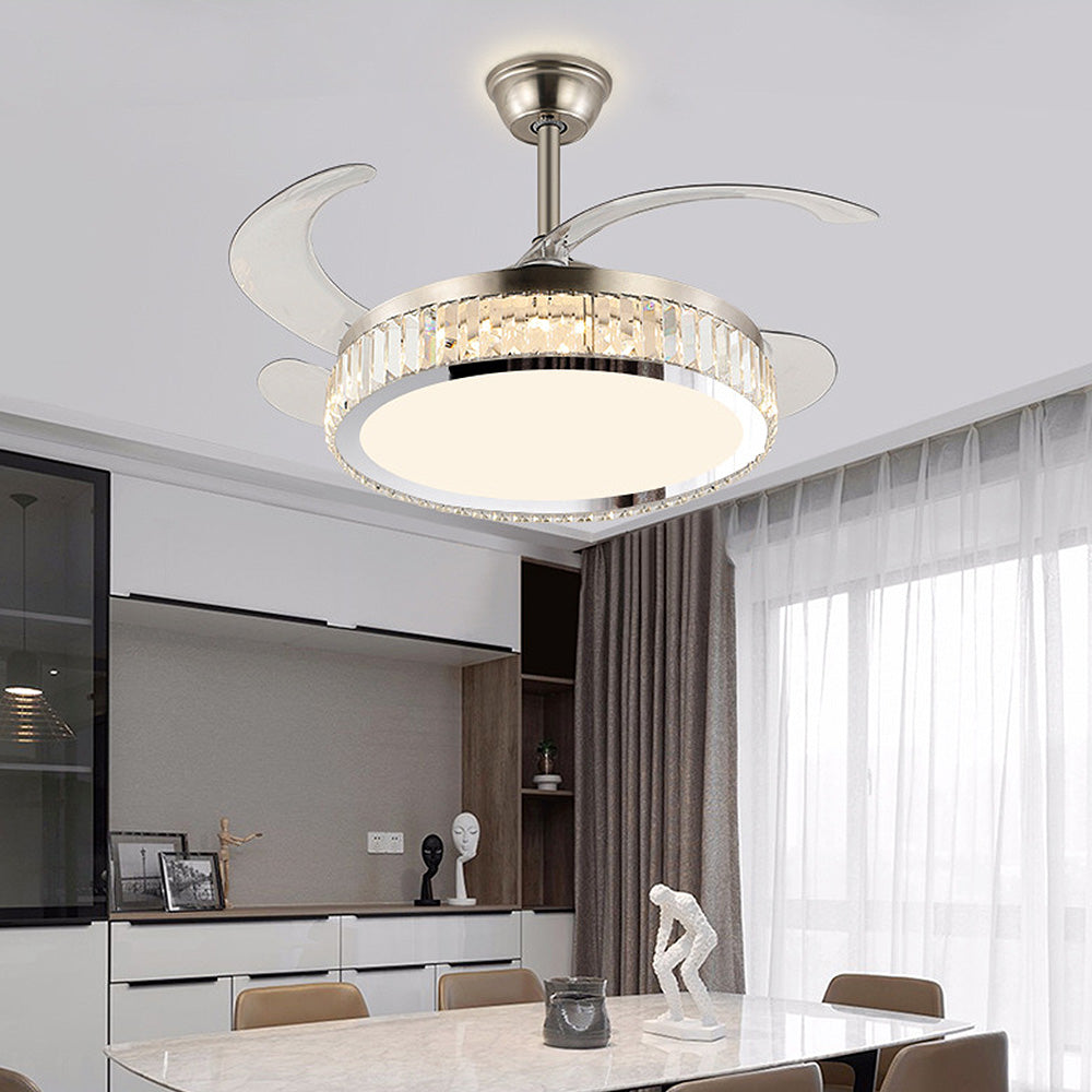 Crystal Simple Bedroom Ceiling Fan Lighting