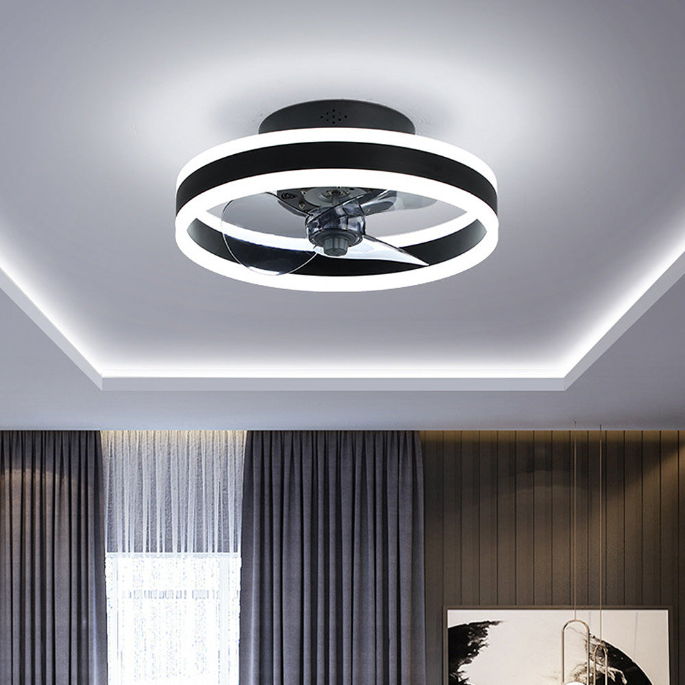 Simple Round Bedroom Ceiling Fan With LED Light